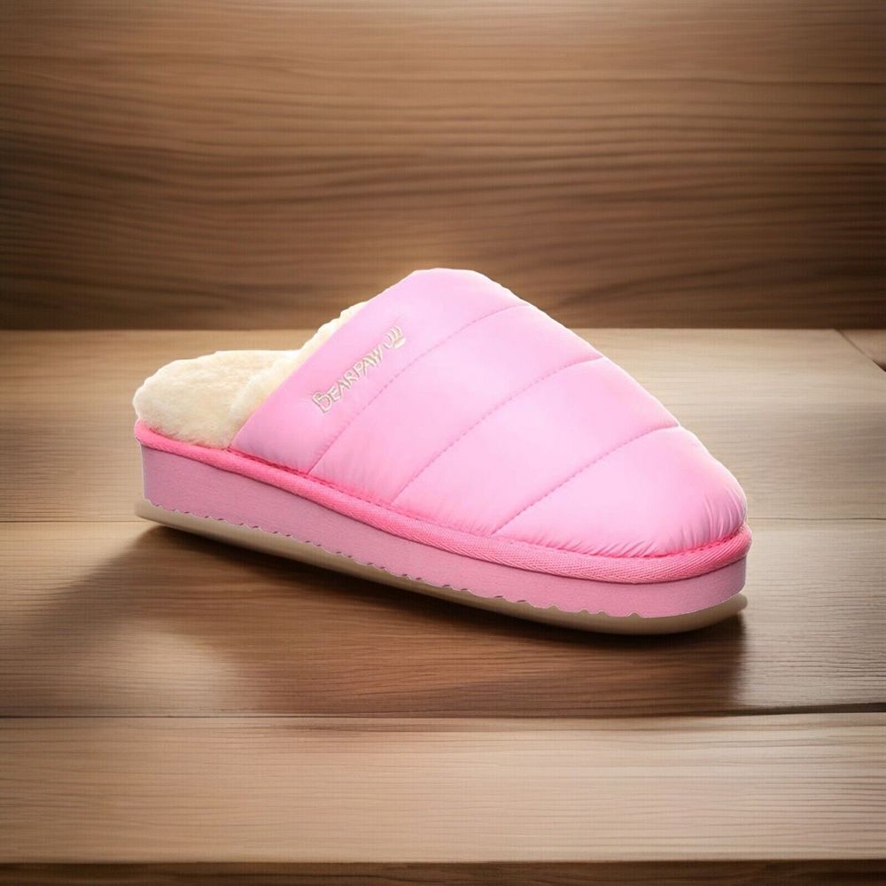 Bearpaw Women's Slippers Puffy Blended Wool Inside Size 6 Pink NEW‎ - Picture 2 of 6